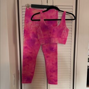 IVL Collective Pink Tie-Dye Sports Bra and Leggings Set